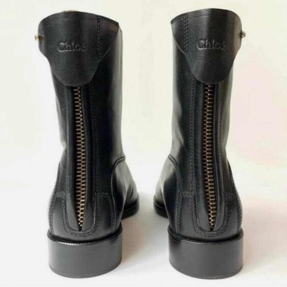 Authentic Chloe MadeinItaly Black Leather Back Zip ClassicAnkle Boot Bootie S39 - Picture 2 of 14